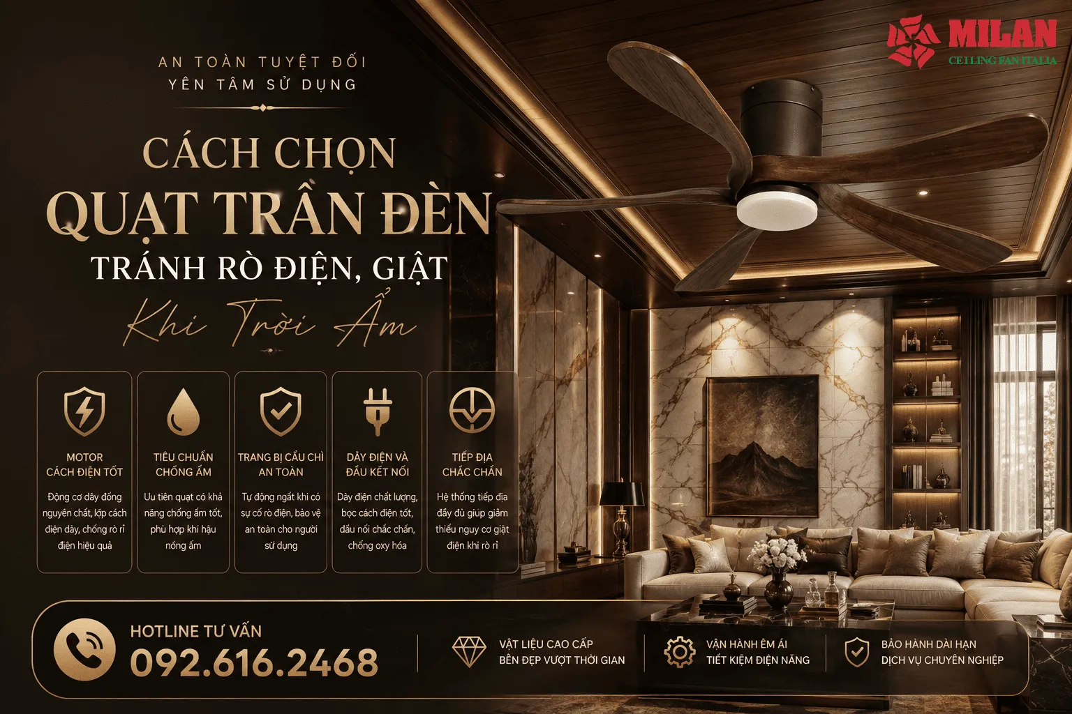 Cách Chọn Quạt Trần Đèn Tránh Rò Điện, Giật Khi Trời Ẩm